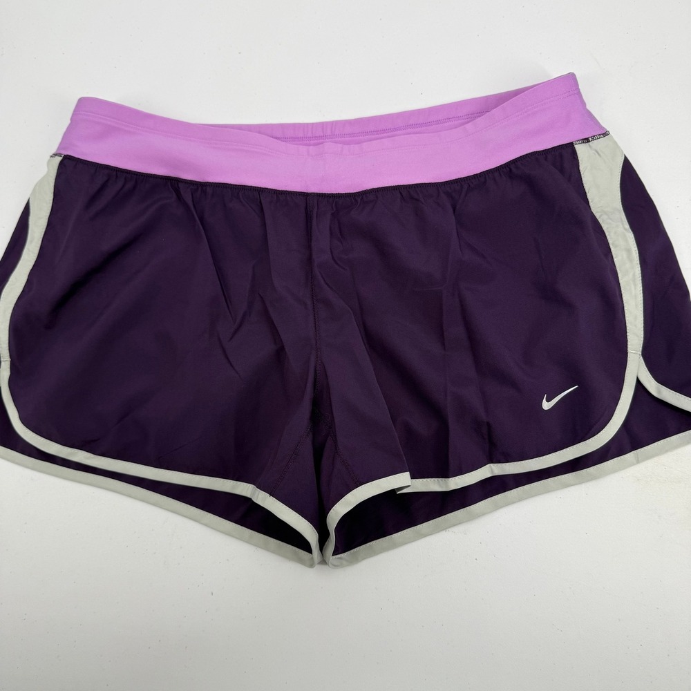 Nike Dri-FIT 2 in 1 Tempo‎ Running Shorts Womens XL Purple Gray 531395-584